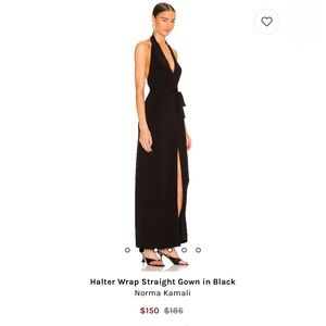 Norma Kamali Halter Wrap Straight Gown - Black